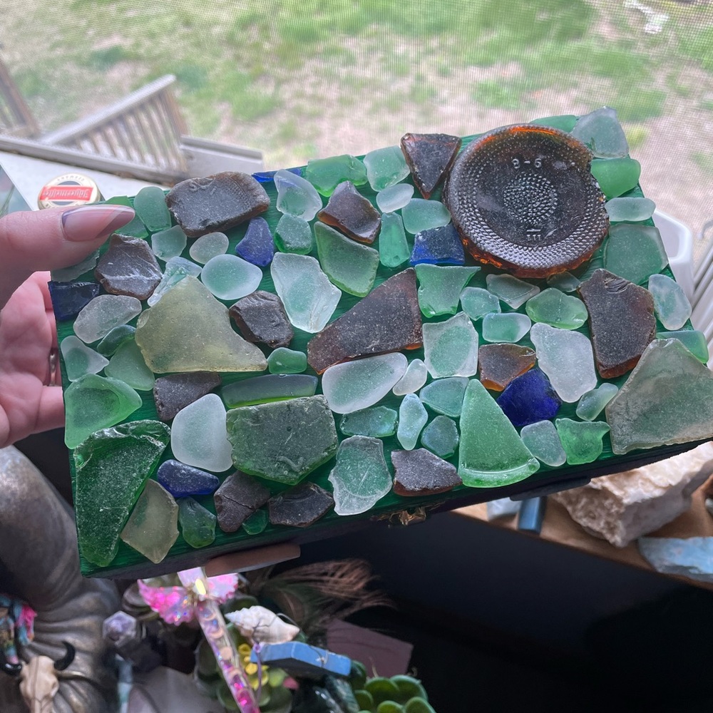 Seaglass jewelry box handmade